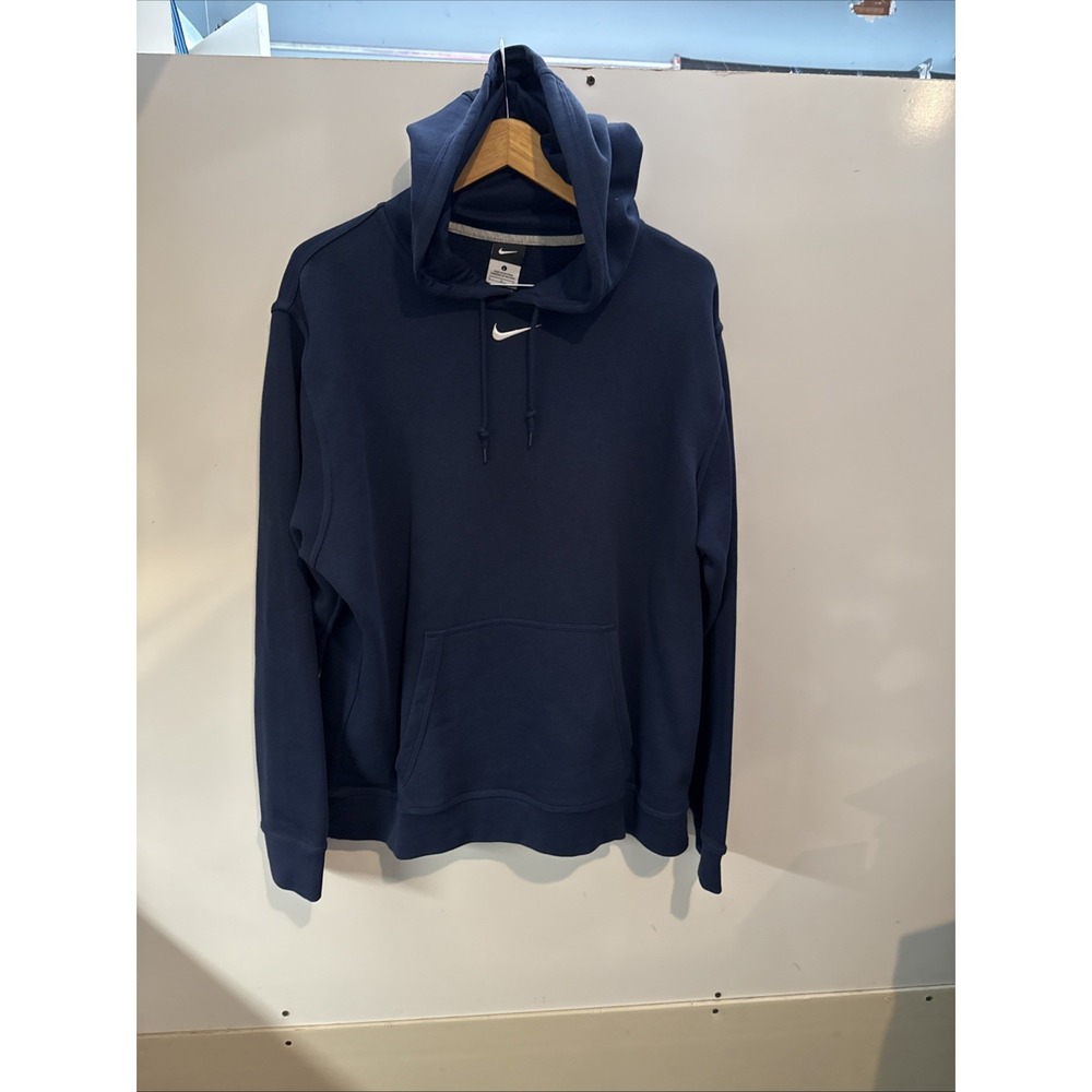 Vintage Nike Middle Swoosh Sweatshirt Hoodie Pullover Blue Men's Size Large